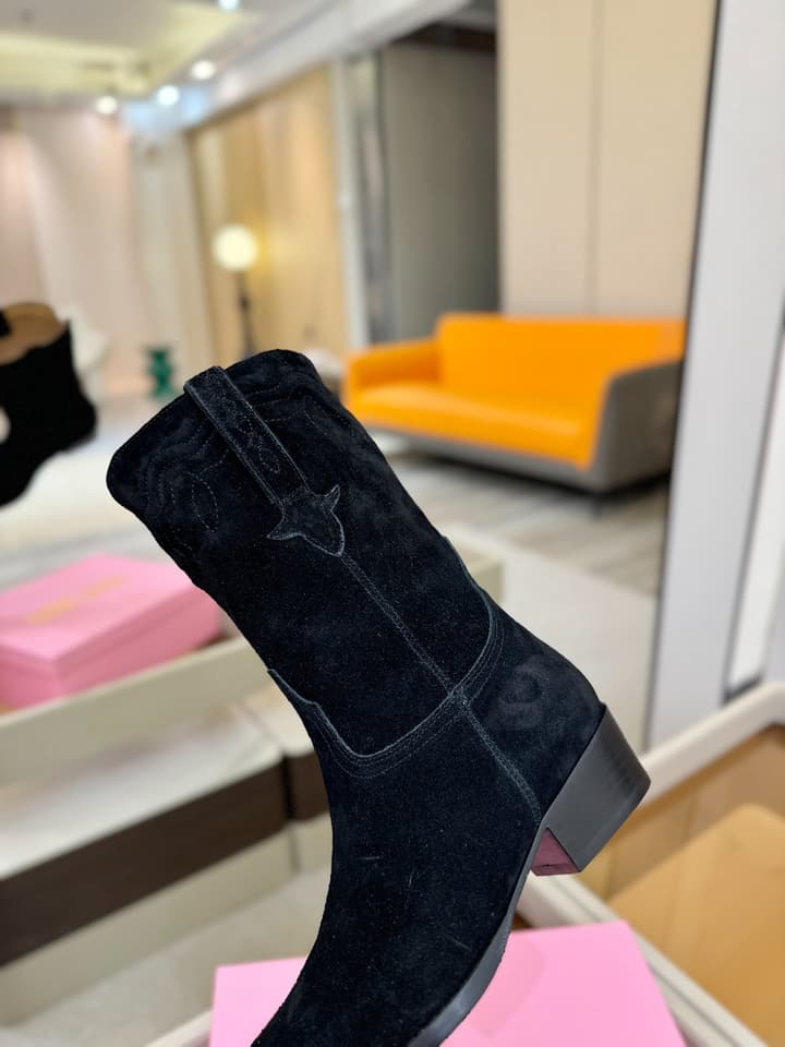Paris Texas Western Ankle Boots in Black Suede
