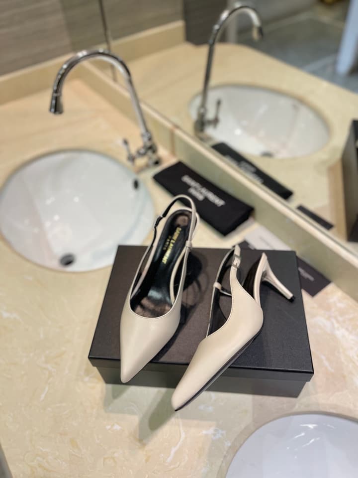 Saint Laurent Heeled Sandals – Summer Collection in Apricot