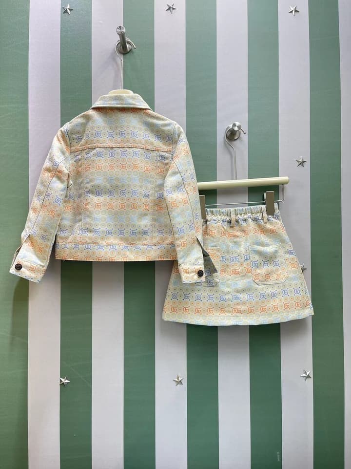 Gucci Children's Jacquard Skirt Set – 2025SS in Cream Multi-color Jacquard Set