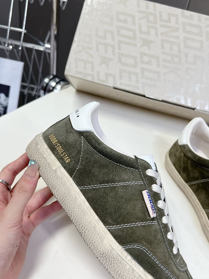Golden Goose Distressed Leather Sneakers in Iridescent Pink