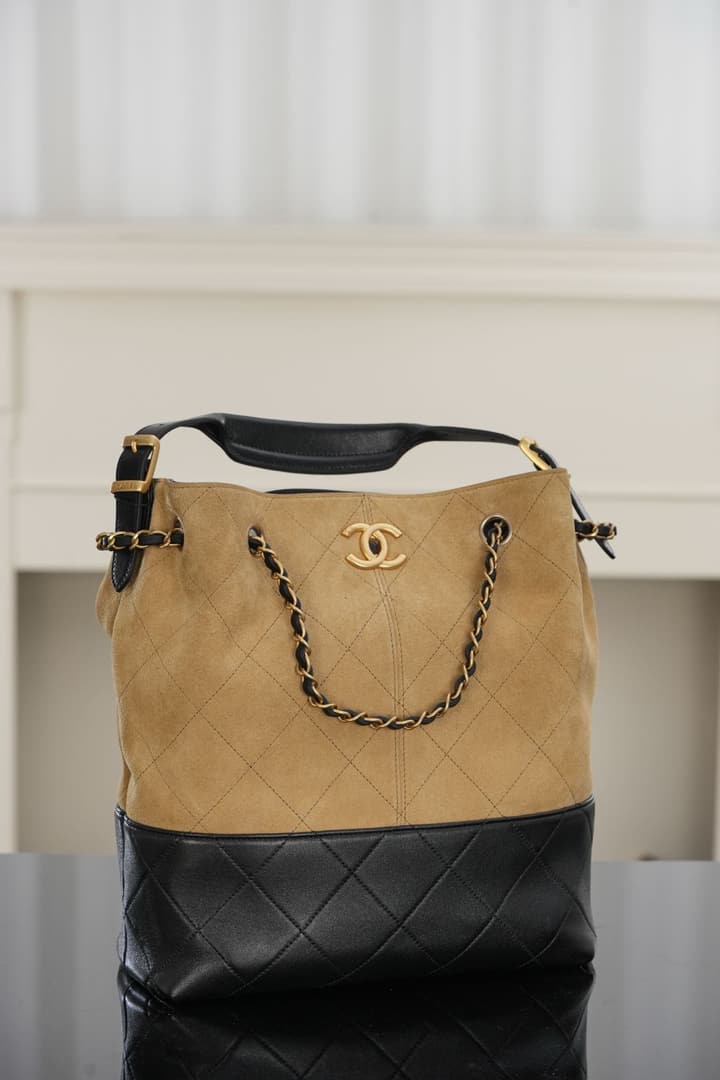 Chanel 25A Suede Apricot Bucket Bag – 25A Collection