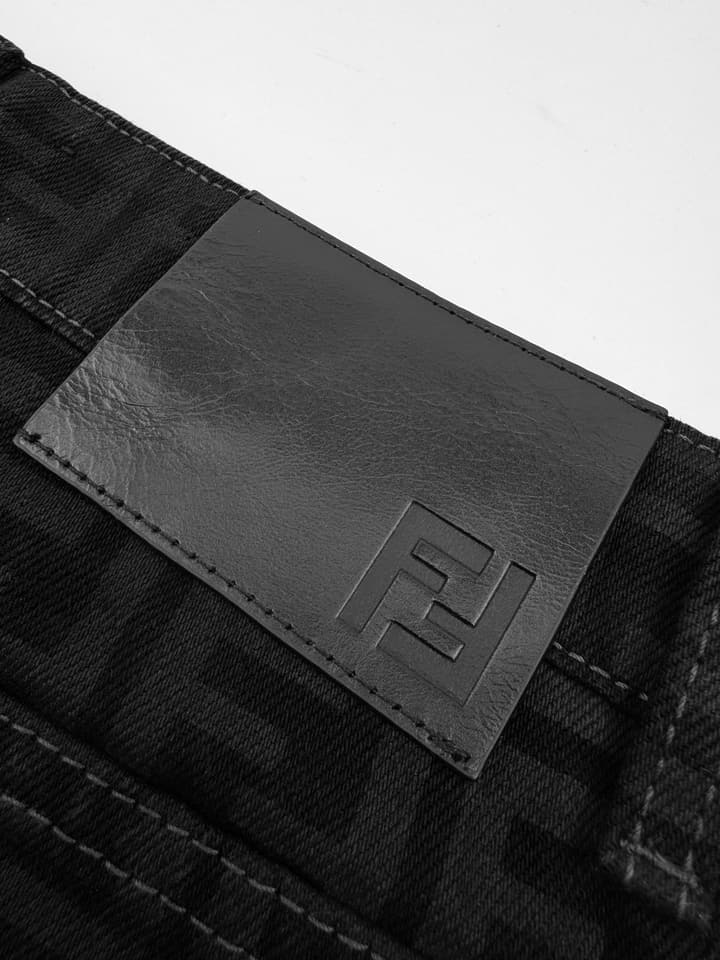 Fendi All-Over FF Monogram Denim Jeans in Black Ff Monogram Denim