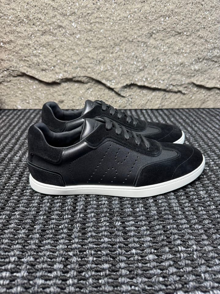 Hermès Laser-Punched H Nappa Calfskin Sneakers in Black