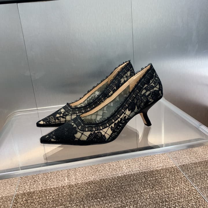 Dior CD Roses Jacquard Embroidery High-Heel Pumps – 2024 Spring/Summer Collection in Sleek Black Patent