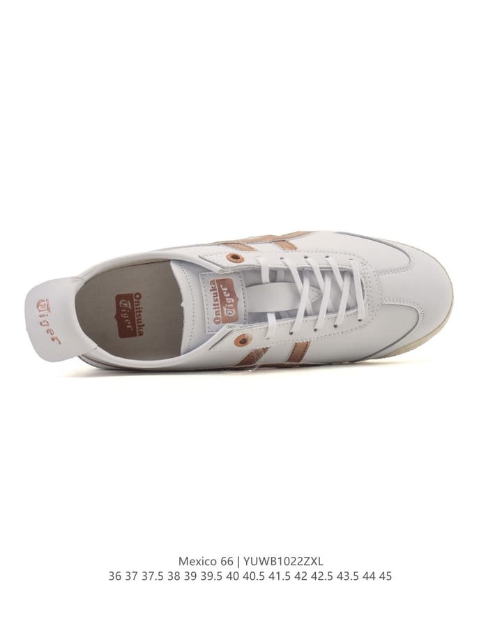 Onitsuka Tiger Mexico 66 Classic Retro Sneakers in Cream With Black Stripes