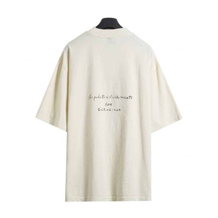 Balenciaga Musical Note Washed Distressed T-Shirt – 26SS in Washed Apricot