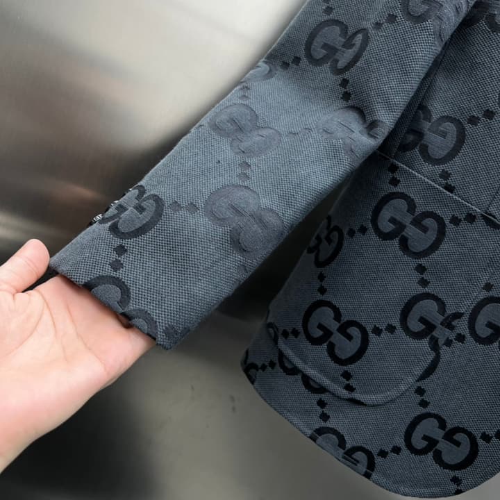 Gucci Casual Tailored Blazer – 2025SS in Dark Grey/blue Gg Monogram Blazer