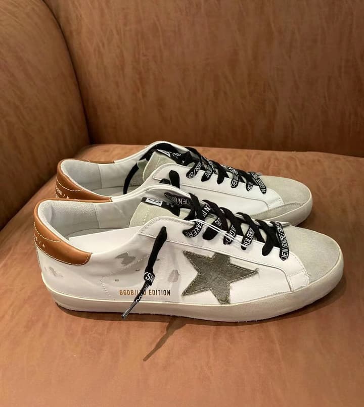 Golden Goose Superstar Distressed Sneakers – 2023 Spring Collection in Brown Tail/Army Green Star