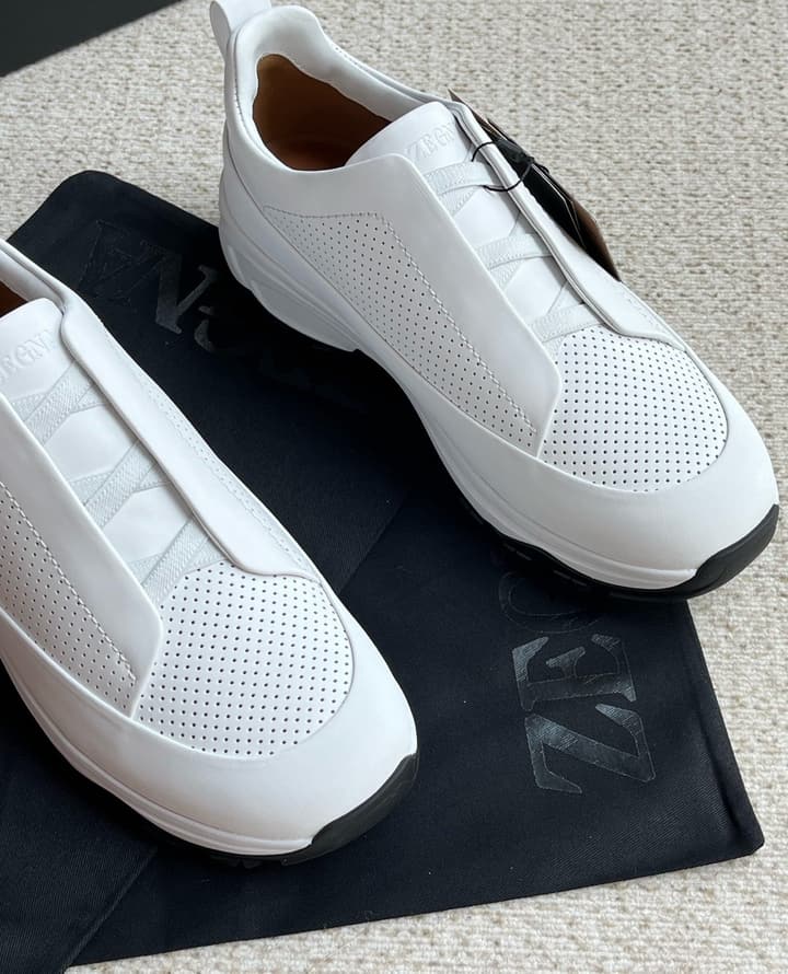 Zegna Triple Stitch™ Monte Perforated Casual Shoes in Black