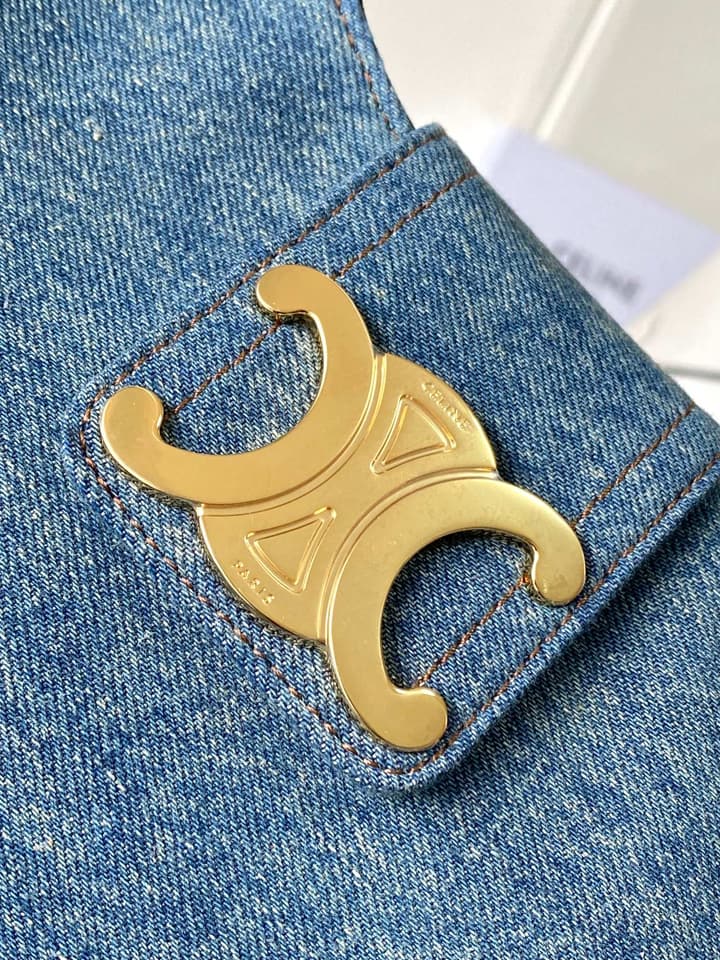 Celine Ava Triomphe Denim Crescent Bag – 25SS