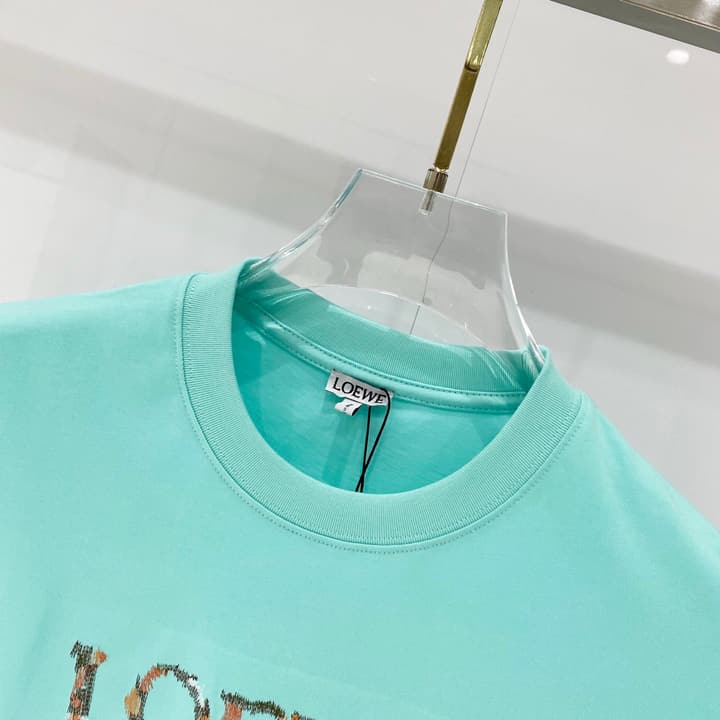 Loewe Rainbow Logo Embroidered Cotton T-Shirt in Classic Black