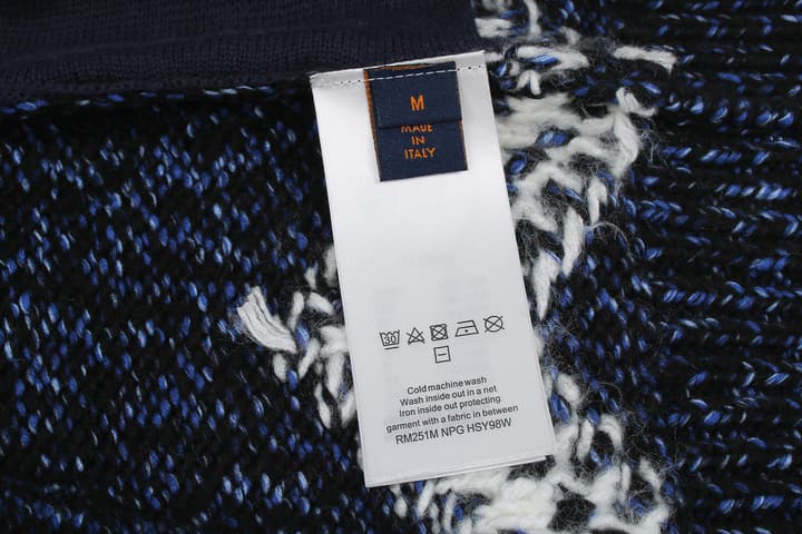 Louis Vuitton Mohair Knit Zipper Cardigan – 25SS in Navy Knit With Fish Motif