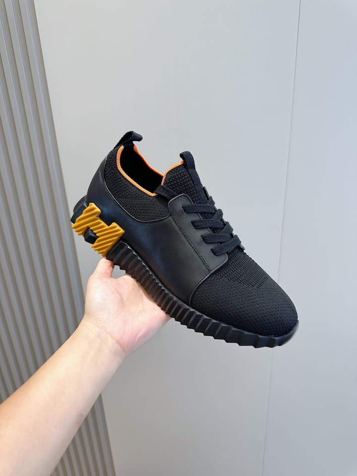 Hermès Bouncing Sneakers in Black And White Color Block