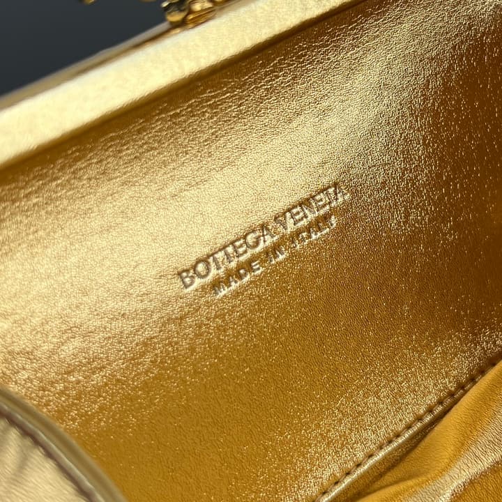 Bottega Veneta Kont Two-Tone Evening Clutch Bag in Gold And Silver Woven Leather