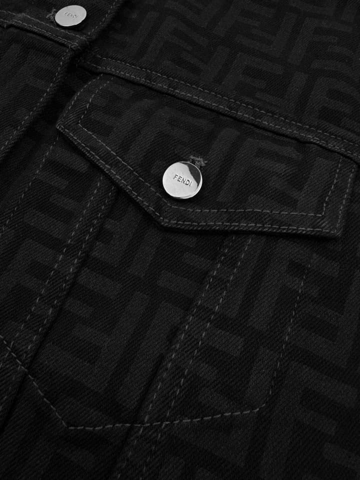 Fendi Full Print FF Denim Jacket in Black Ff Denim