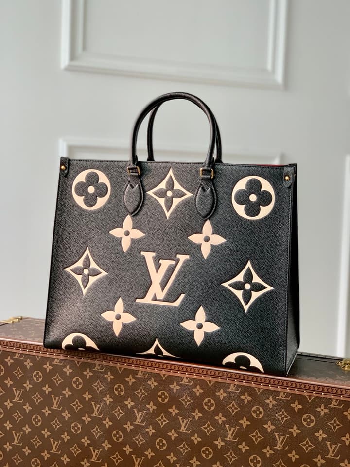 Louis Vuitton OnTheGo Monogram Empreinte Tote in Black Monogram Empreinte With Red Lining