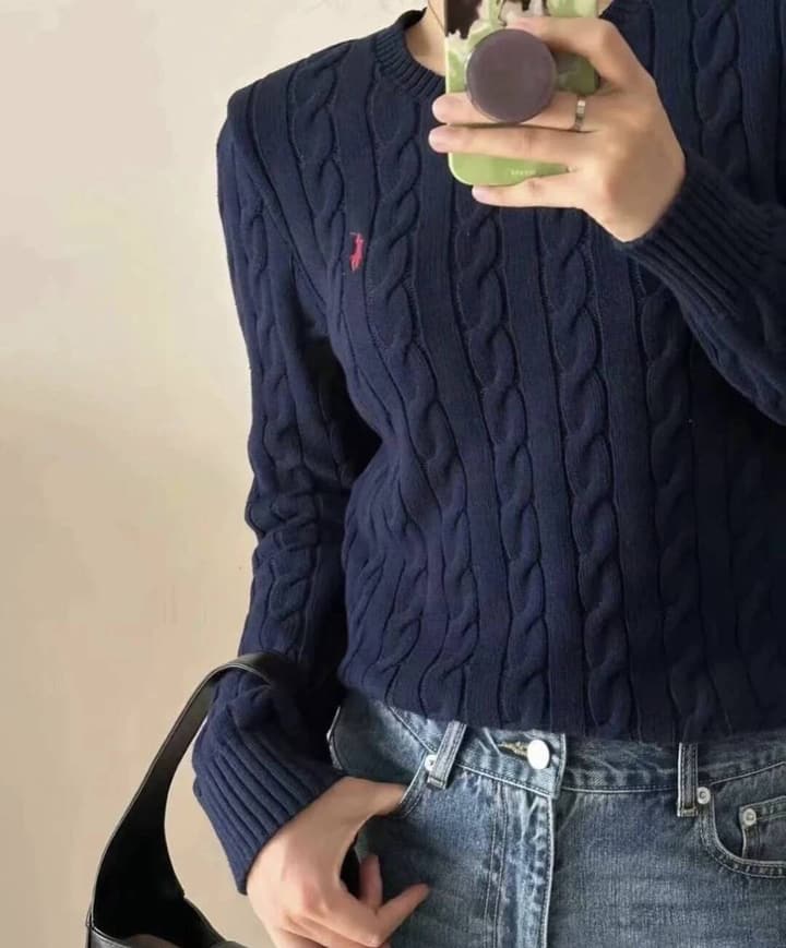 Ralph Lauren Cable Knit Loose Sweater in Beige