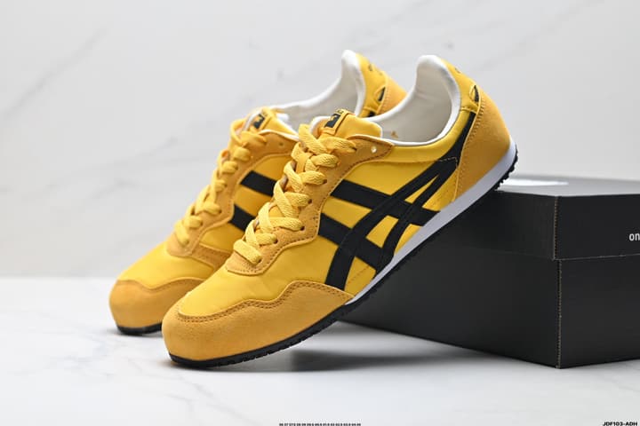 Onitsuka Tiger Serrano Nylon Retro Sneakers in Blue With White Stripes