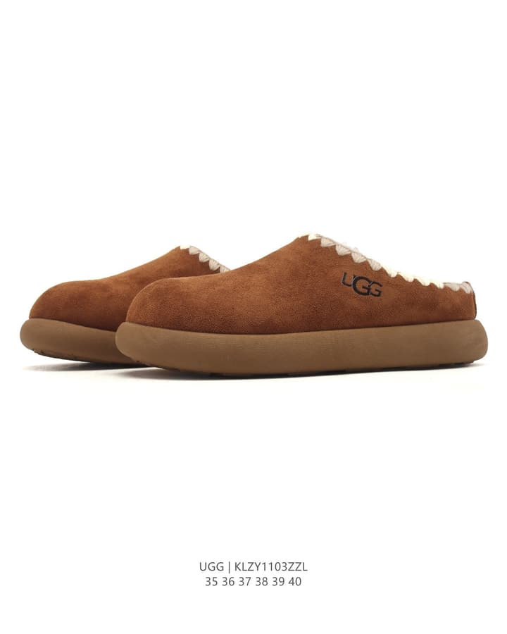 UGG Retro Color-Block Sheepskin Slippers – Autumn/Winter Collection in Brown Suede