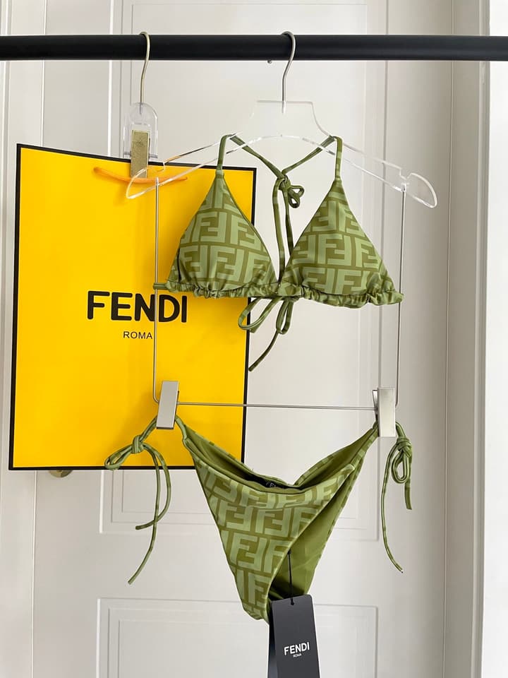 Fendi Versatile One-Piece Swimsuit in Brown Monogram Bikini