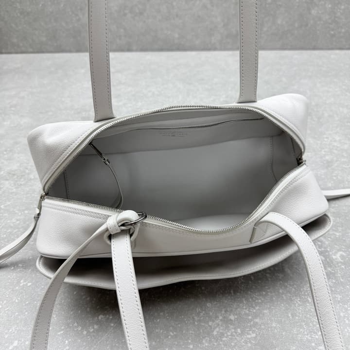 Balenciaga Carrie Leather Bowling Bag – Small in Light Blue