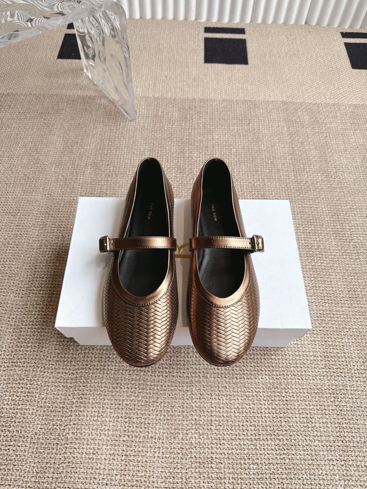 The Row Canal Minimalist Round-Toe Ballet Flats – 2025 Autumn/Winter Collection in Matte Black