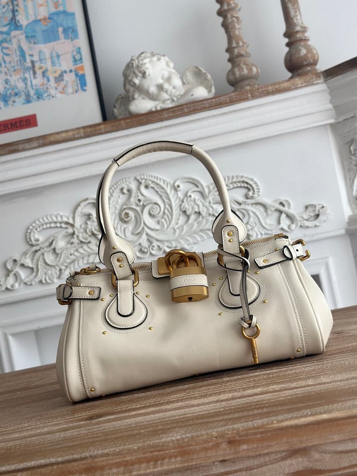 Chloé Paddington Padlock Satchel in Burgundy Leather