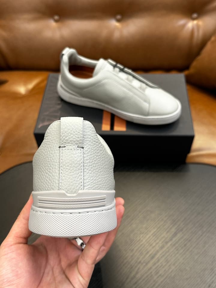 Zegna Triple Stitch™ Low-Top Sneakers in Leather Off-white