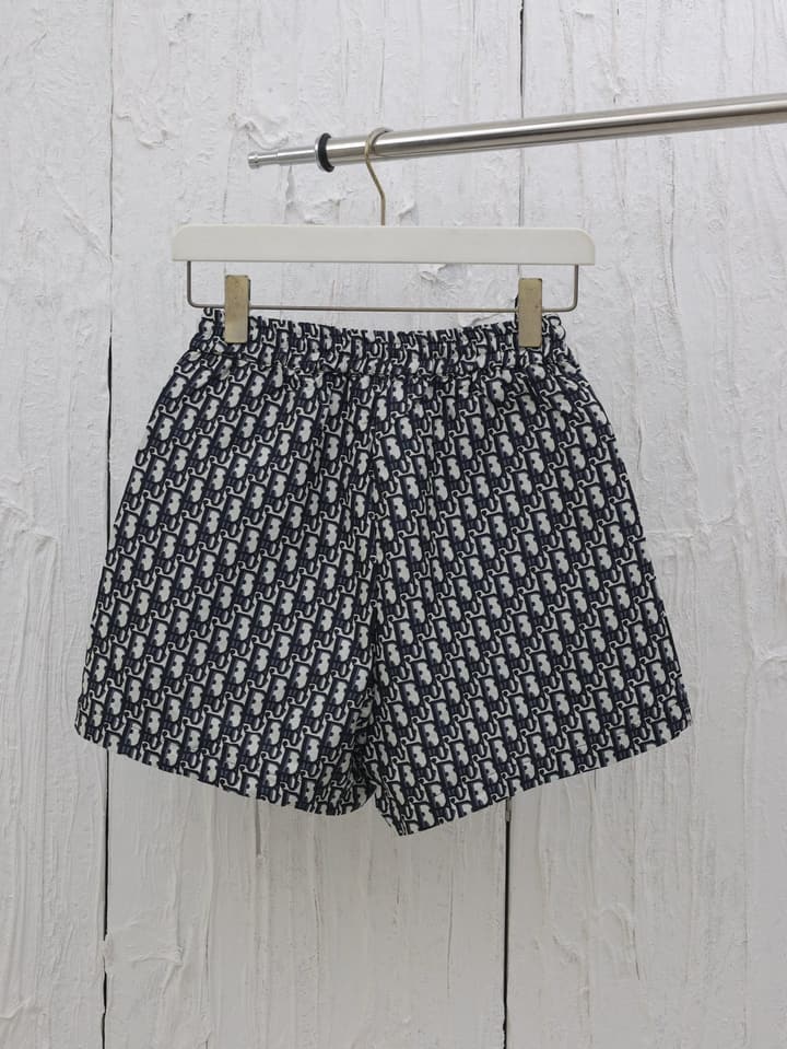 Dior Gold Taffeta Jacquard Oblique Shorts – 2025 in Navy Blue