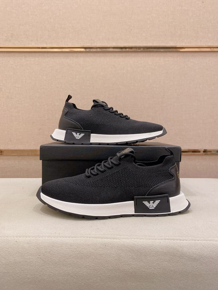 Armani Official Synchronized Knit Sneakers in Dark Grey Knit