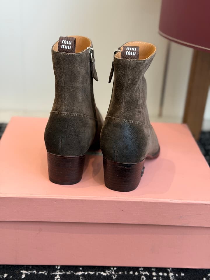Miu Miu Distressed Leather Cowboy Biker Boots – 2026SS