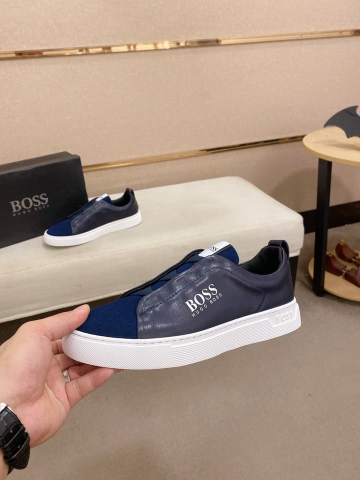Boss Casual Leather Loafers in Glossy Black Toe