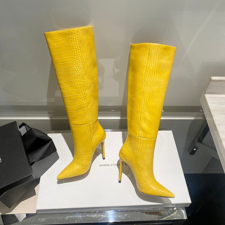 Paris Texas Crocodile Embossed Knee-High Boots – 2022 FW in Black Croc Embossed