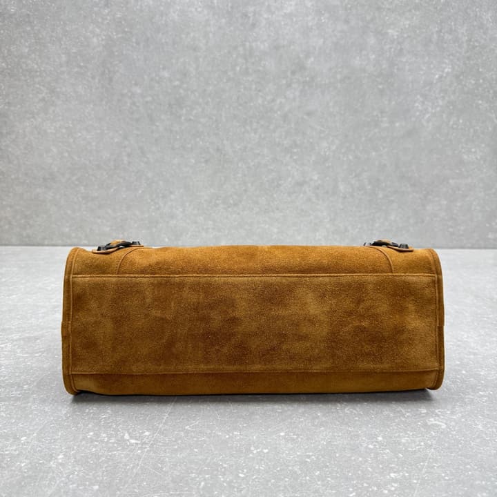 Balenciaga Le City Medium Suede Shoulder Bag in Caramel Suede