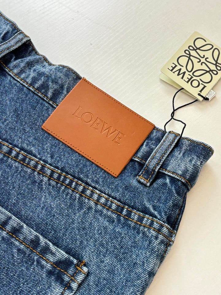 Loewe Anagram Embroidered Washed Distressed Jeans in Washed Black