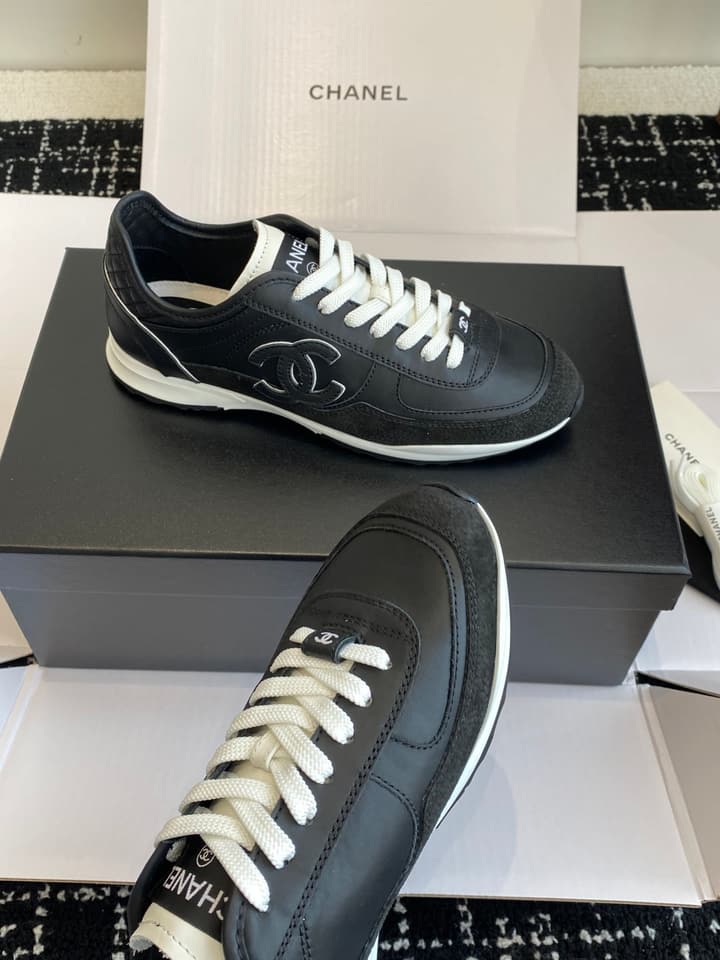Chanel Panda Platform Sneakers – 2025SS in Black With White Laces