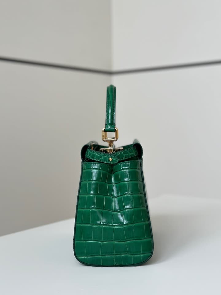 Fendi Peekaboo Embossed Crocodile Handbag in Classic Black Croc Embossed