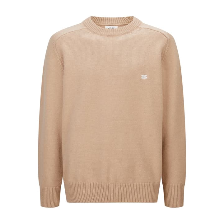 Celine Triomphe Embroidered Knit Sweater in Black
