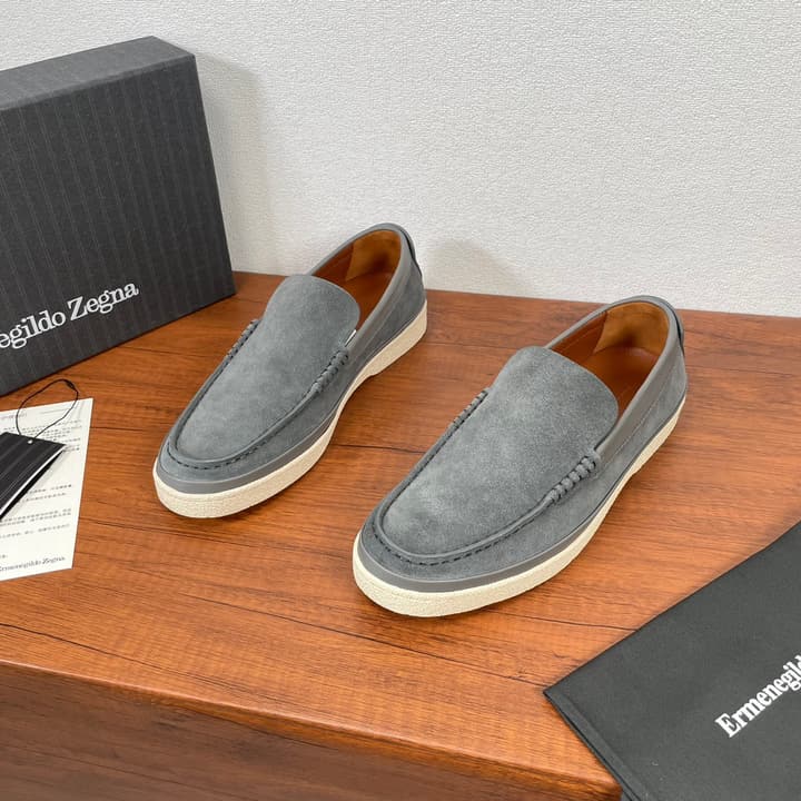 Zegna Men's Suede Leather Slip-On Loafers in Black Suede Loafer