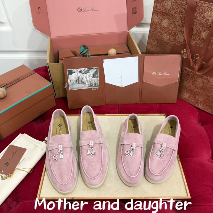 Loro Piana Summer Charms Walk Loafers – Kids Collection in Dusty Lavender Pink
