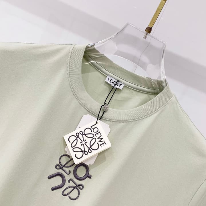 Loewe Mercerized Cotton Embroidered Logo T-Shirt in Black