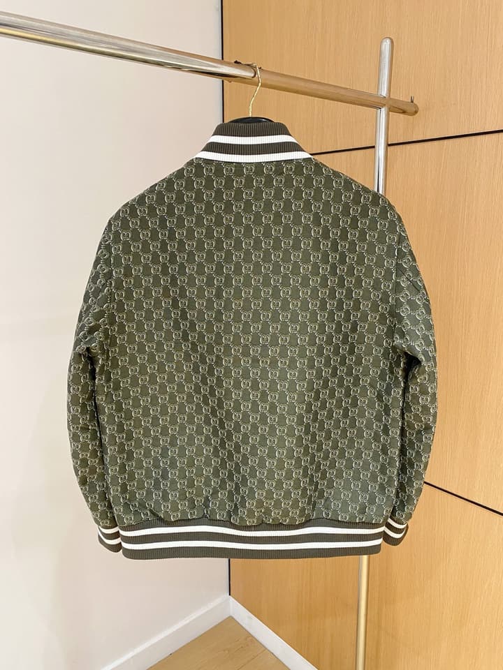 Gucci Men's Casual Jacket – 2025 Spring/Summer Collection in Charcoal Monogram Bomber