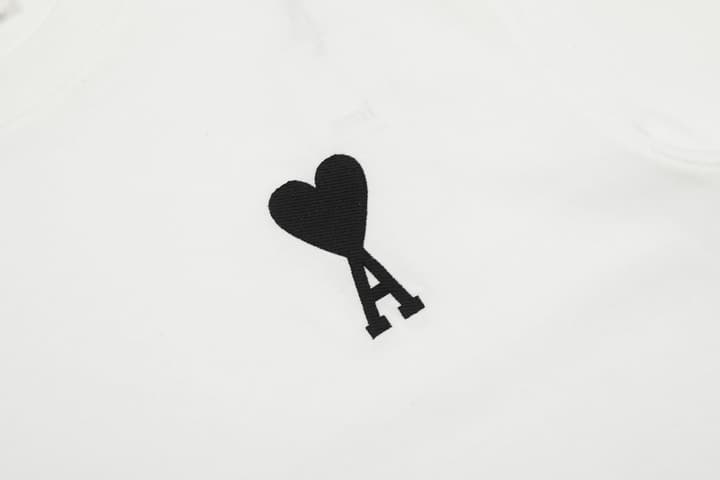Ami Paris Classic Heart Embroidered T-Shirt – 2025SS in White With Black Logo