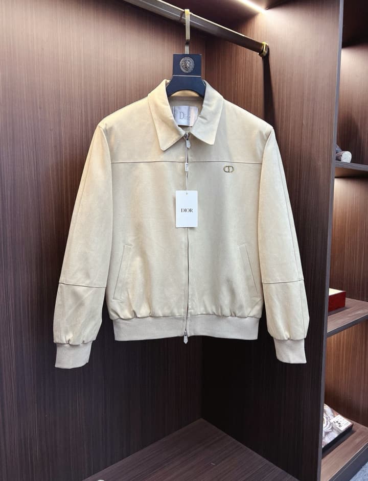 Dior Classic Men's Suede Bomber Jacket in Cognac Brown Suede Jacket