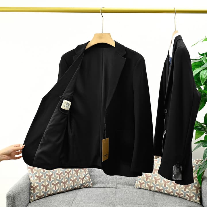 Burberry Slim Fit Casual Blazer – 25S Collection in Classic Black