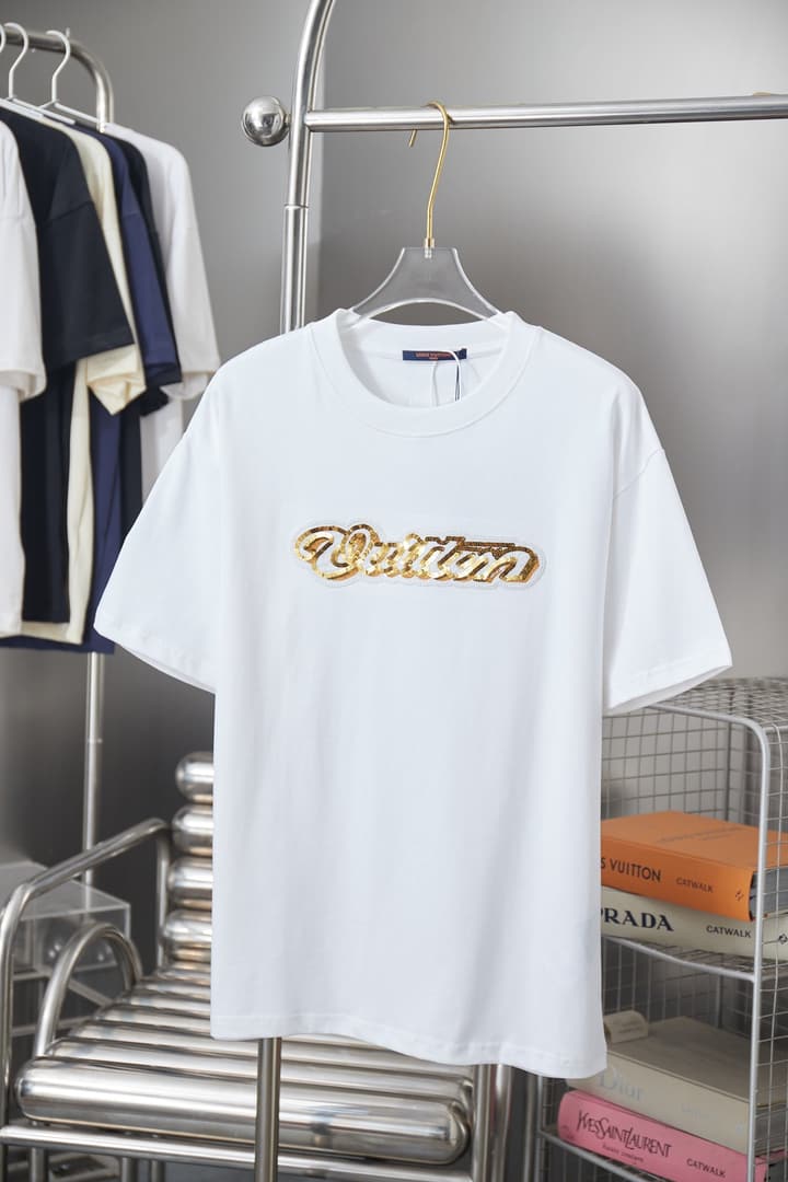 Louis Vuitton Sequin Embroidered Patchwork T-Shirt – 2026SS Early Spring Collection in Black