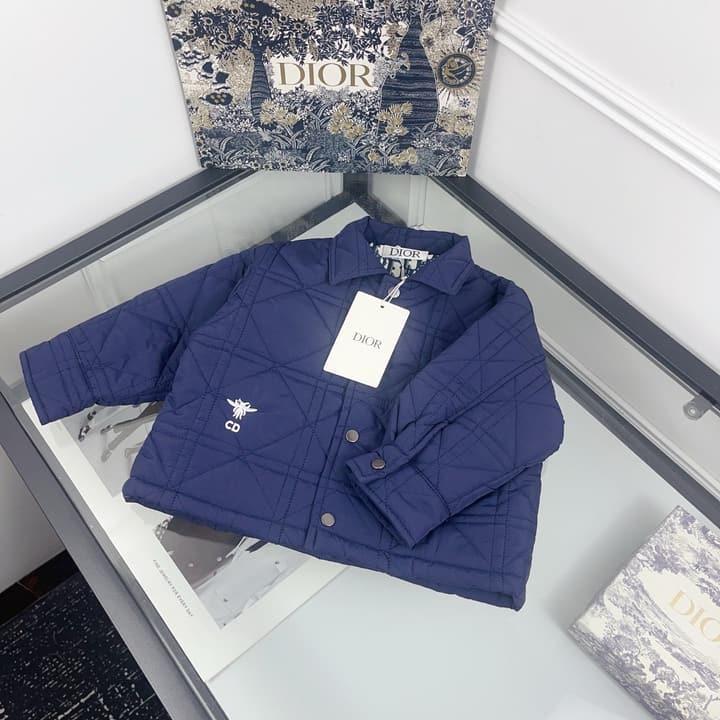 Dior Reversible Monogram Puffer Jacket – Kids Collection in Blue White Monogram Print