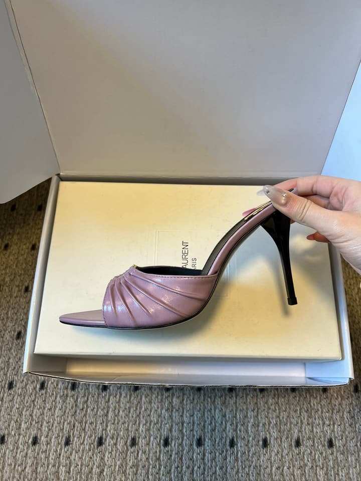 Saint Laurent Ruched Leather Mules – 26SS in Beige