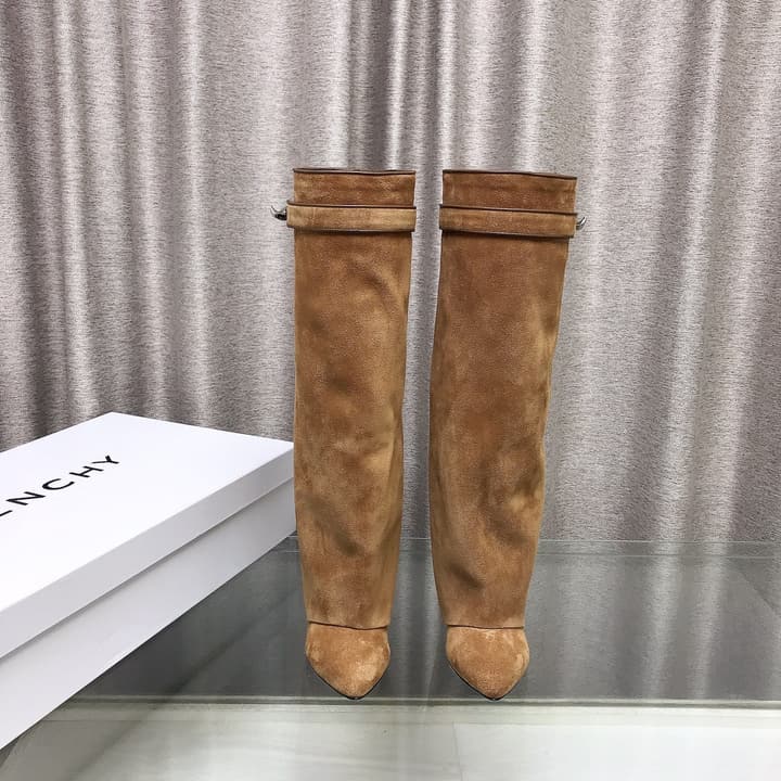 Givenchy Shark Tooth Leather Knee-High Boots in Almond