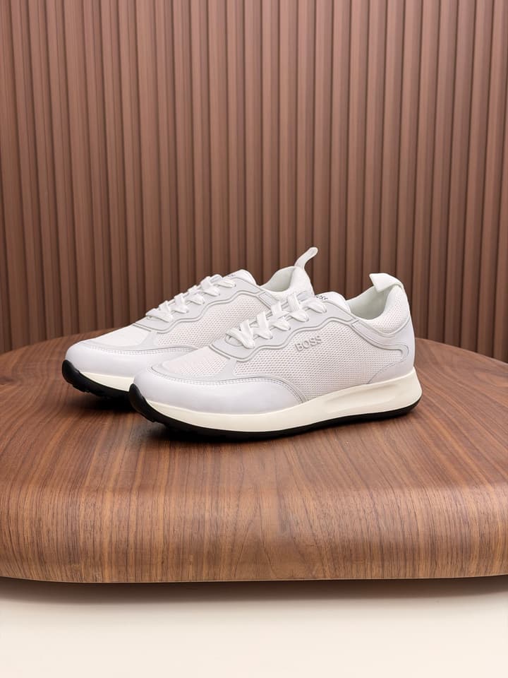 Boss Men's Knit and Leather Sneakers
